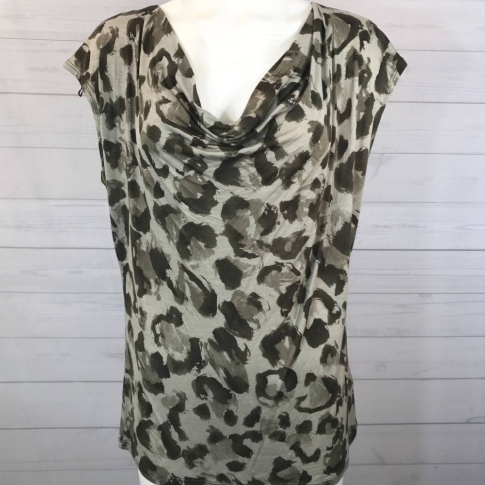 Michael Kors Cowl Neck Green Camouflage Shirt